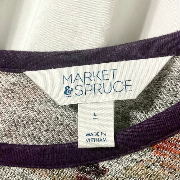 Market & Spruce Women's L Britta Gray Floral T-shirt Dress - Picture 9 of 11